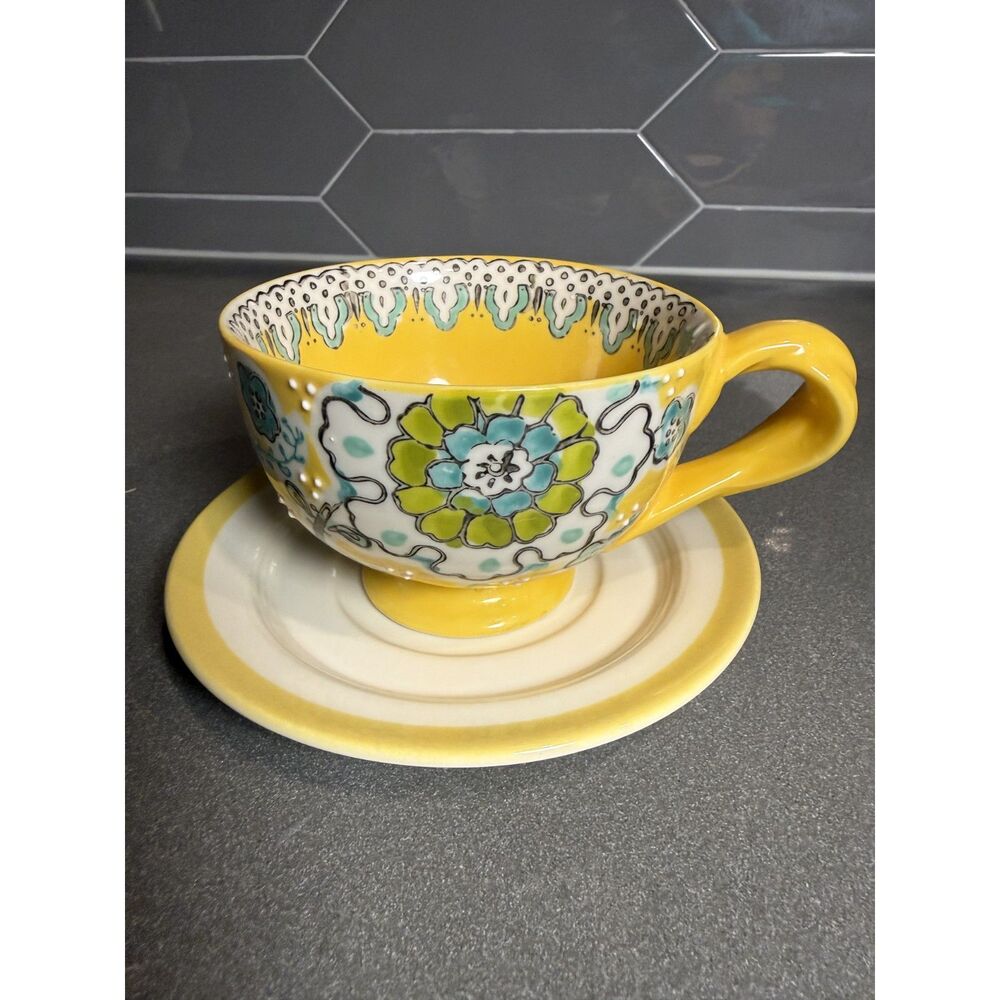 Vintage Anthropolgie glazed yellow mug